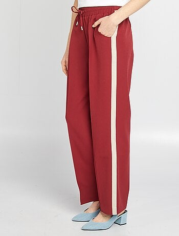 Pantaloni larghi a vita alta con bande a contrasto