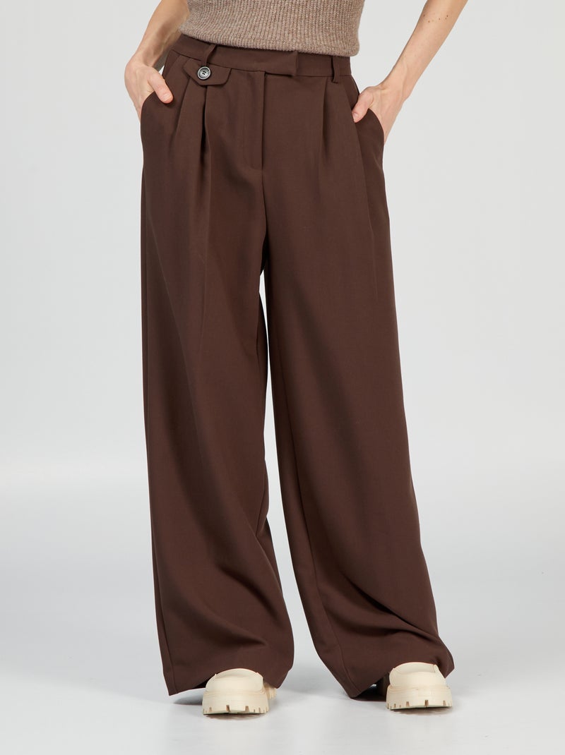 Pantaloni larghi a vita alta MARRONE - Kiabi