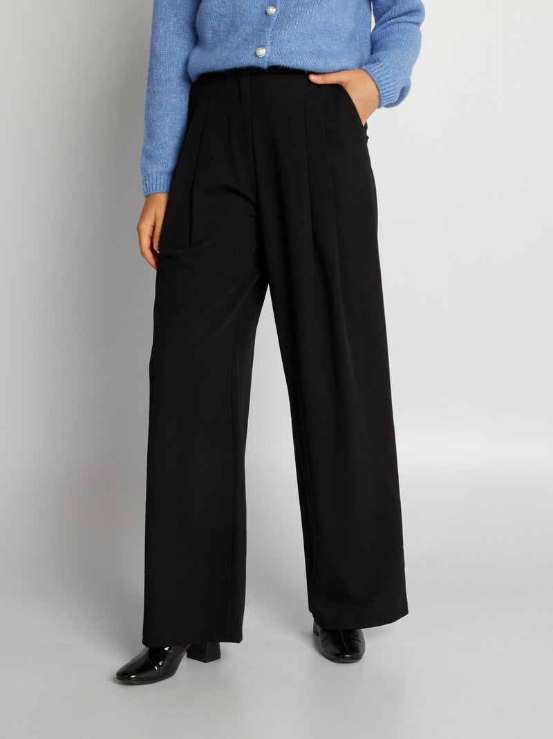 Manhattan Pantalone Vita Alta Nero In Lana