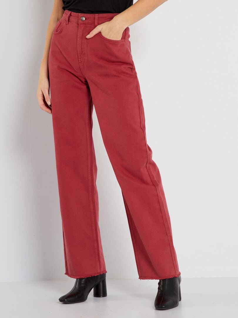 Pantaloni larghi a vita alta rosso - Kiabi