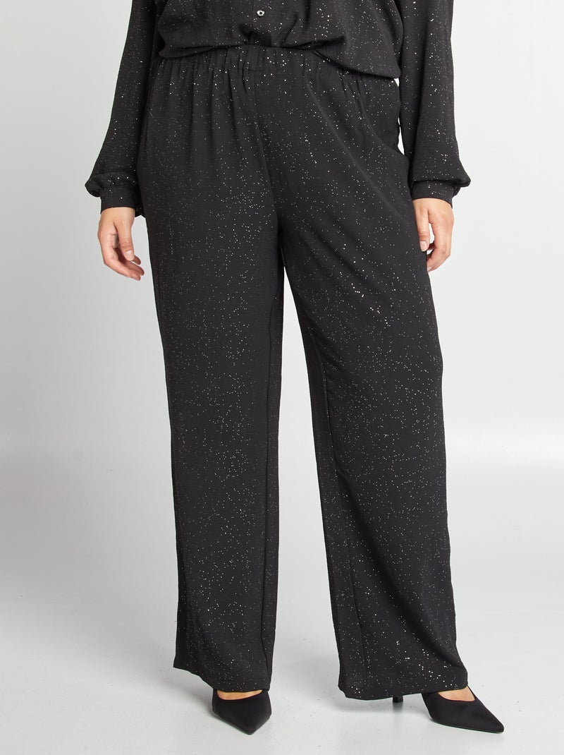 Pantaloni larghi con paillettes NERO - Kiabi