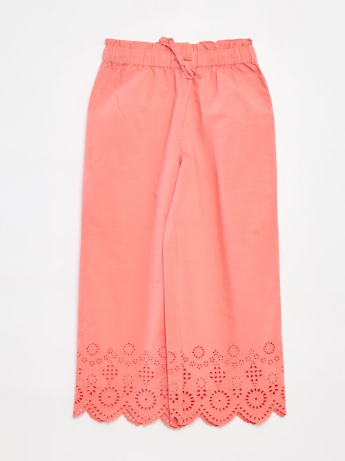 Pantaloni larghi con ricami a punto inglese - Kiabi