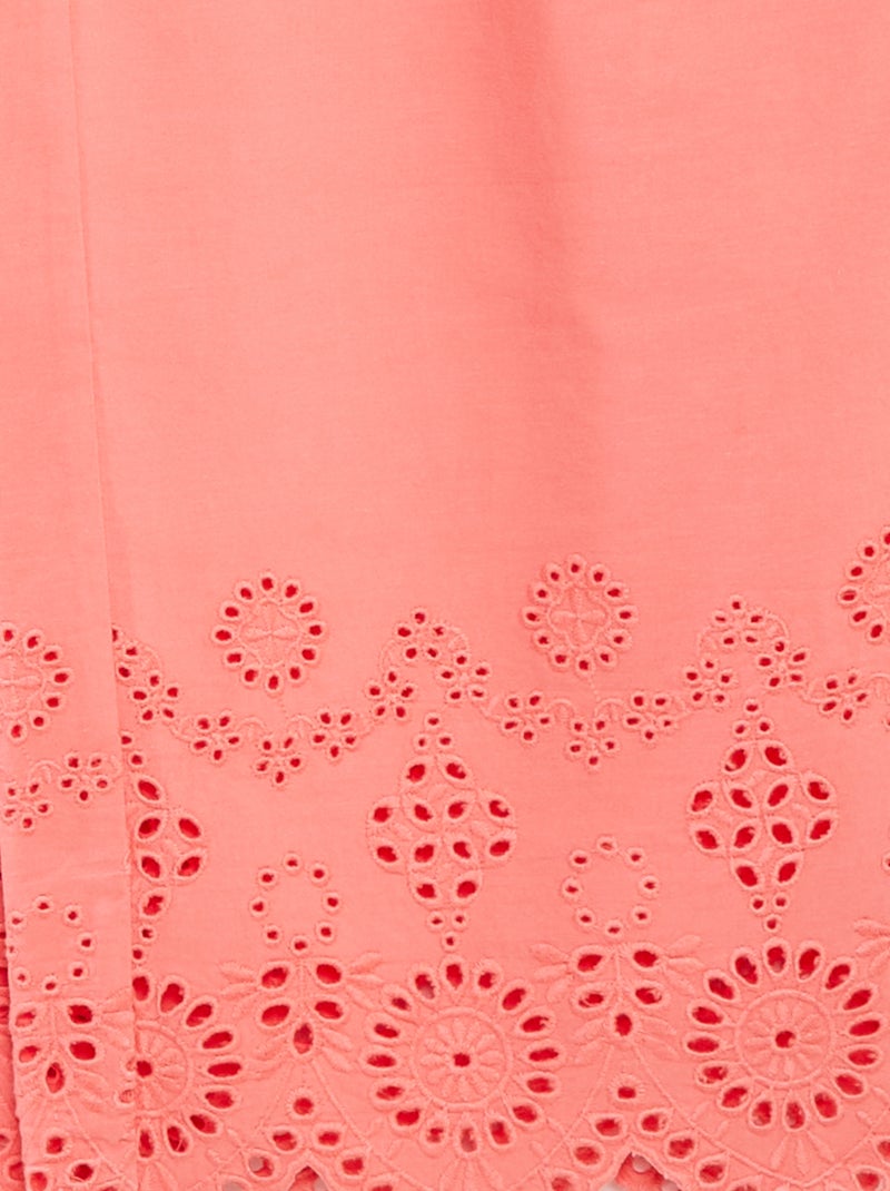 Pantaloni larghi con ricami a punto inglese rosa - Kiabi