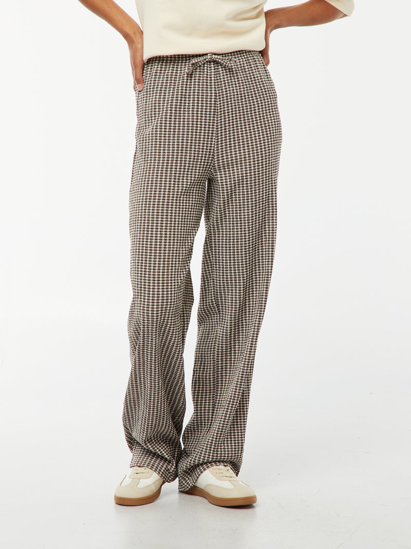 Pantaloni larghi con stampa a quadretti vichy Nero - Kiabi