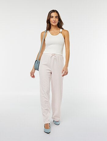 Pantaloni larghi con stampa a quadretti vichy