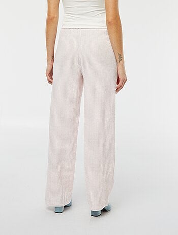Pantaloni larghi con stampa a quadretti vichy