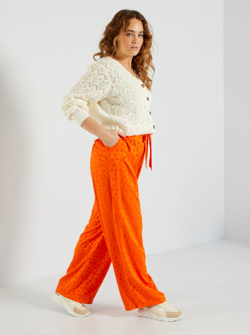 Pantaloni larghi con stampa floreale arancio - Kiabi