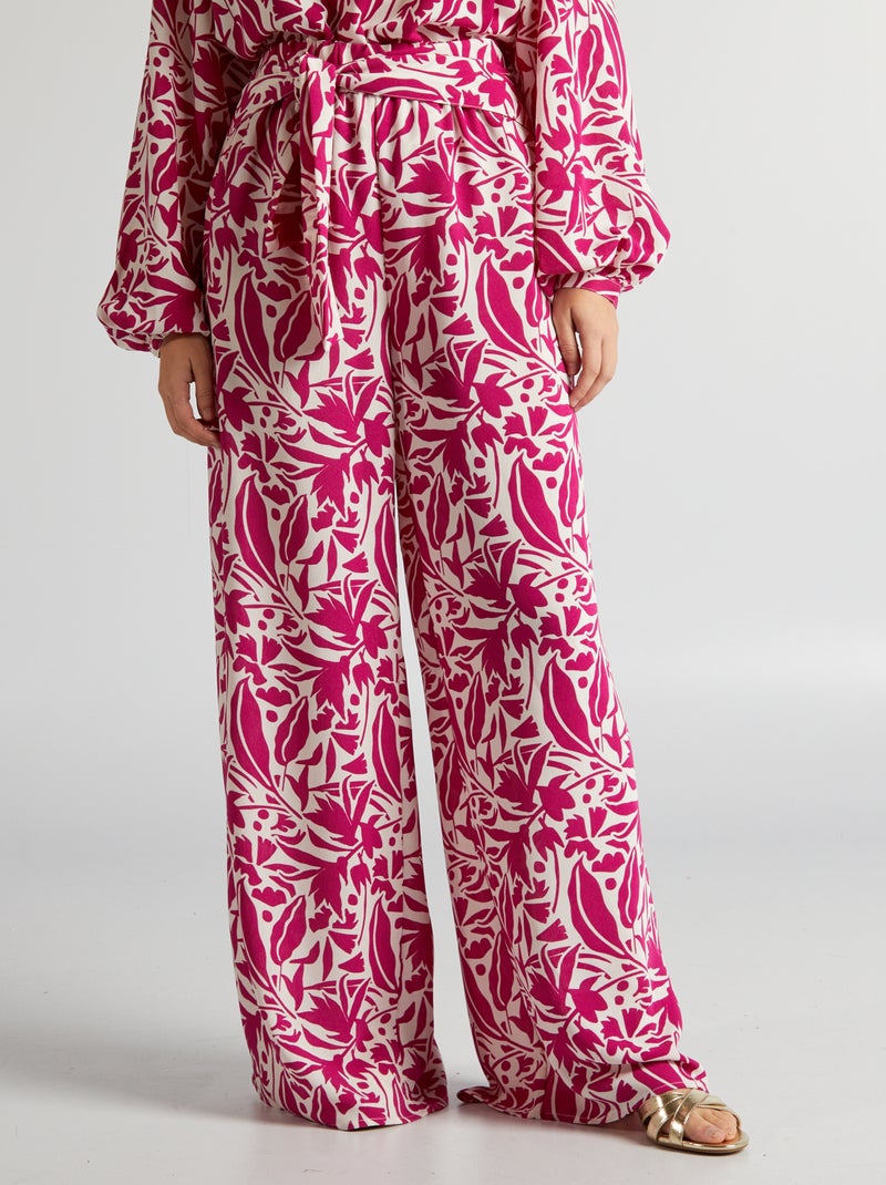 Pantaloni larghi con stampa floreale ROSA - Kiabi