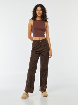 Pantaloni larghi con stampa leopardata