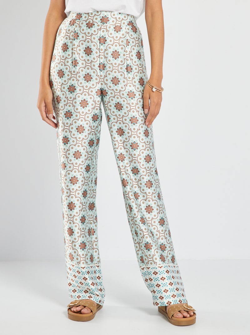 Pantaloni larghi con stampa stile mandala BIANCO - Kiabi