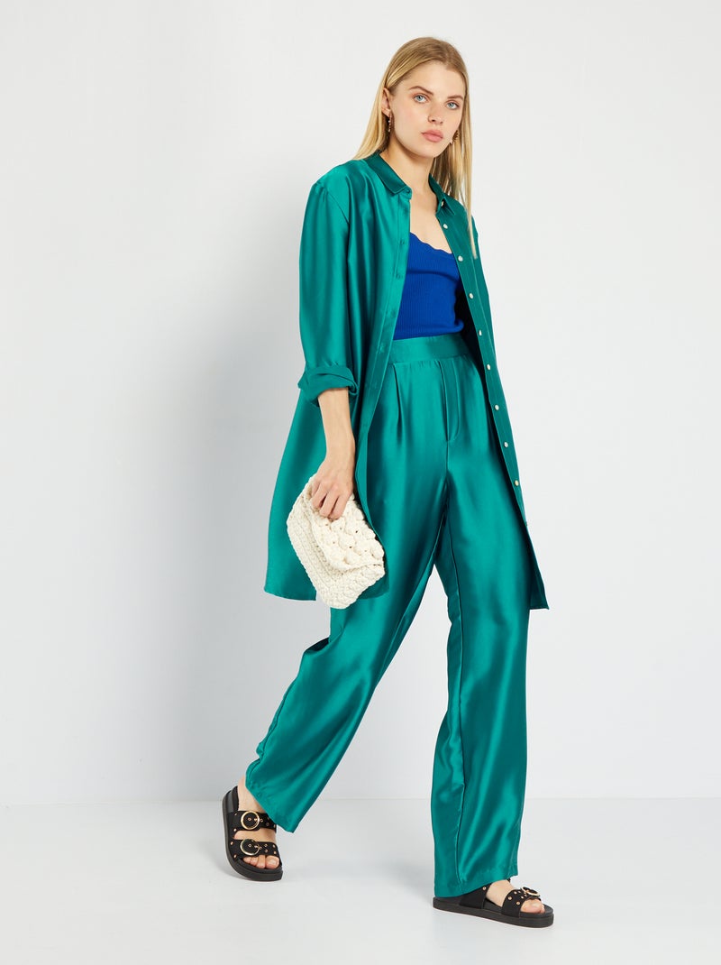 Pantaloni larghi con stampa tinta unita BLU - Kiabi