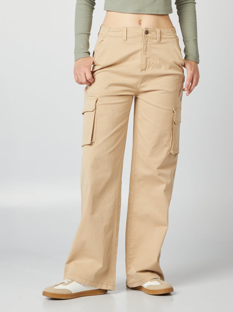 Pantaloni larghi con tasche laterali BEIGE - Kiabi