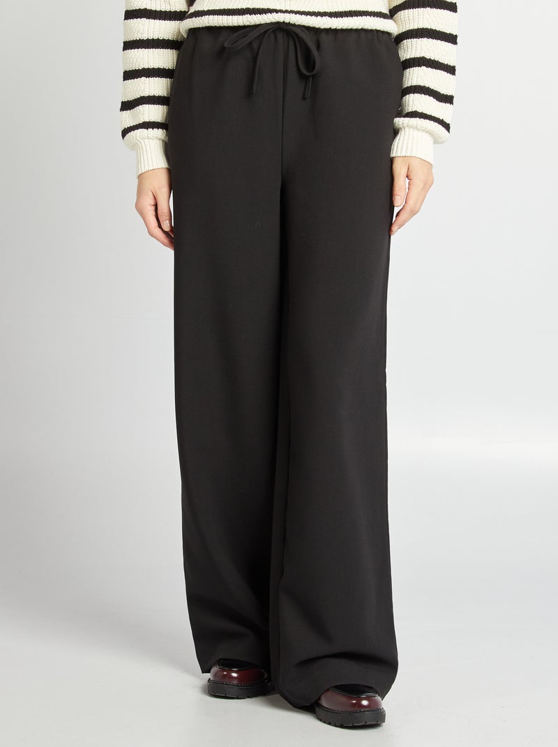 Pantaloni larghi con vita elasticizzata e cordoncini da stringere nero - Kiabi