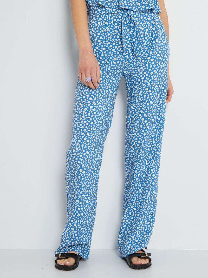 Pantaloni larghi cropped con motivi BLU - Kiabi