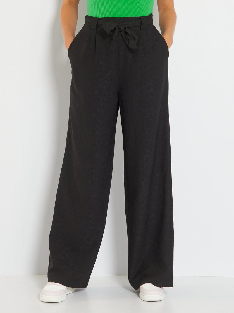 Pantaloni larghi e morbidi in maglia jacquard NERO - Kiabi