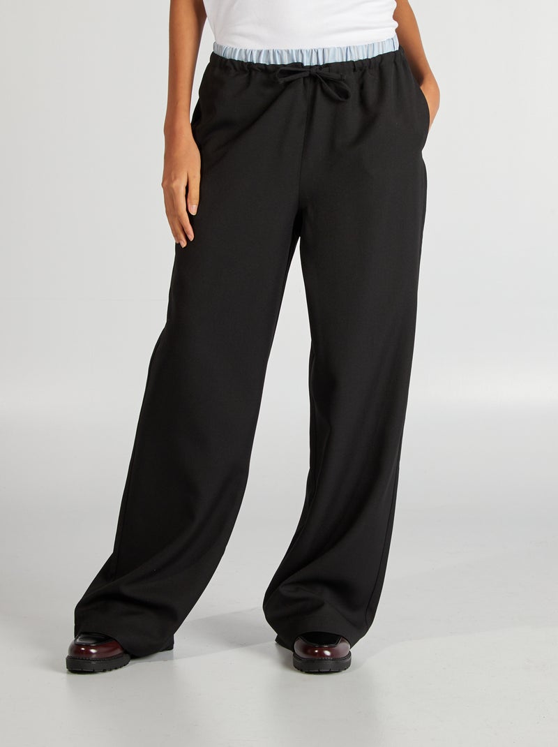 Pantaloni larghi effetto boxer in vista nero - Kiabi