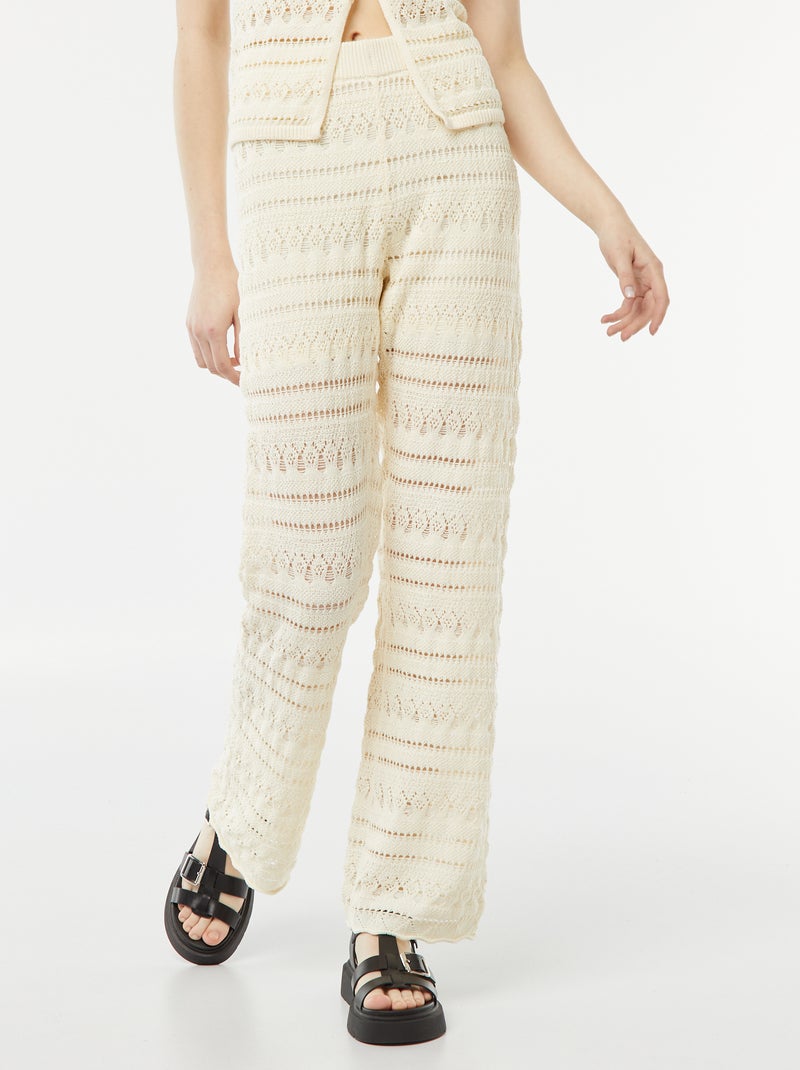 Pantaloni larghi in all'uncinetto BEIGE - Kiabi