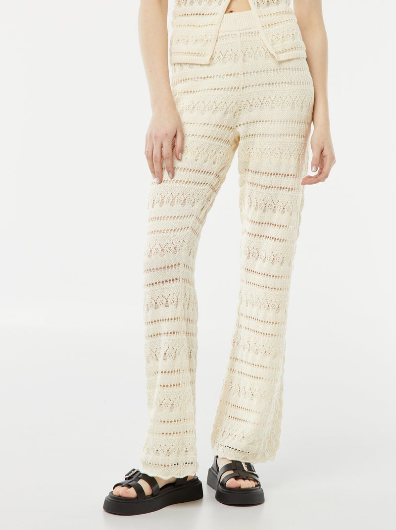 Pantaloni larghi in all'uncinetto BEIGE - Kiabi