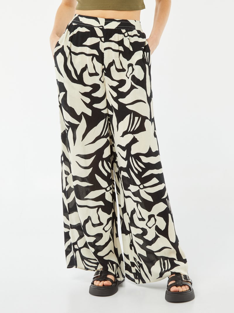 Pantaloni larghi in crêpe NERO - Kiabi