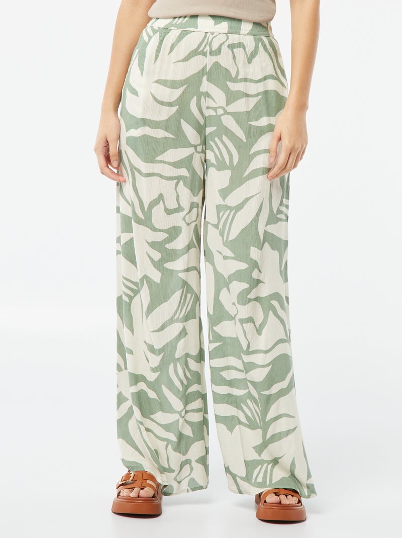 Pantaloni larghi in crêpe VERDE - Kiabi