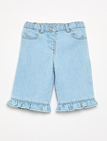 Pantaloni larghi in denim con balze
