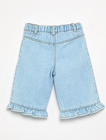 Pantaloni larghi in denim con balze
