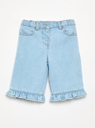Pantaloni larghi in denim con balze