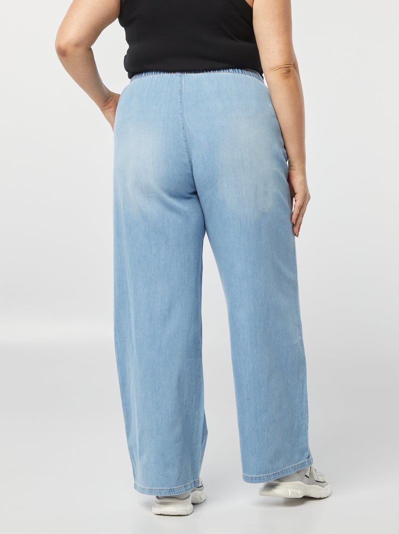 Pantaloni larghi in denim con vita punto smock BLU - Kiabi