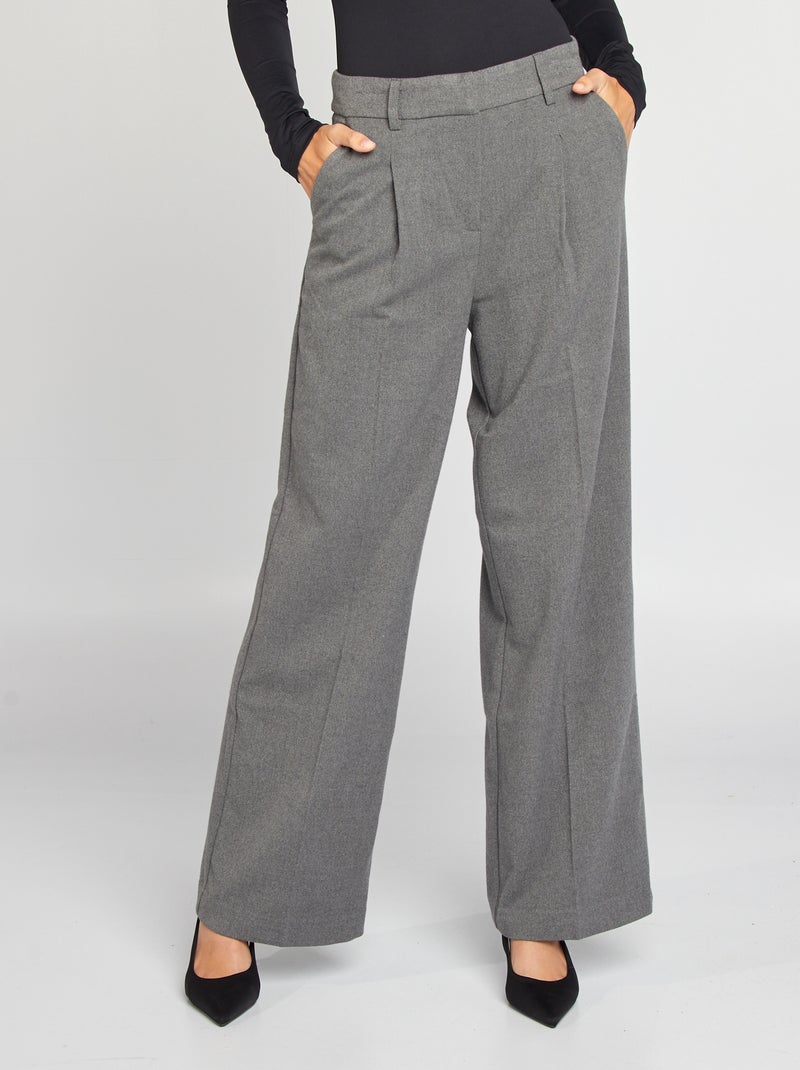Pantaloni larghi in flanella GRIGIO - Kiabi