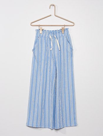 Pantaloni larghi in garza di cotone - BLU - Kiabi - 10.00€