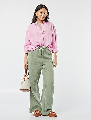 Pantaloni larghi in garza di cotone