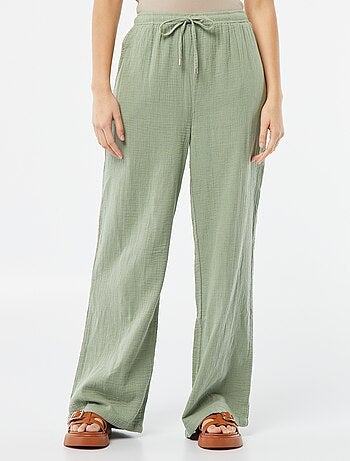 Pantaloni larghi in garza di cotone