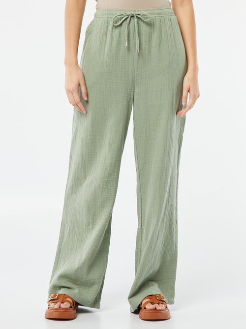Pantaloni larghi in garza di cotone - Kiabi