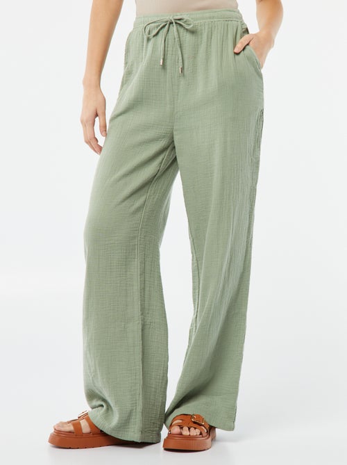 Pantaloni larghi in garza di cotone - Kiabi