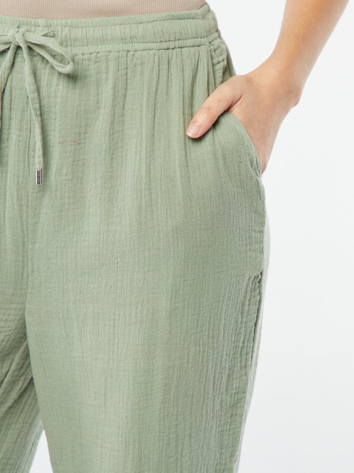 Pantaloni larghi in garza di cotone - Kiabi