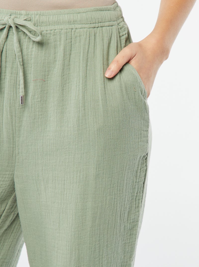 Pantaloni larghi in garza di cotone BLU - Kiabi