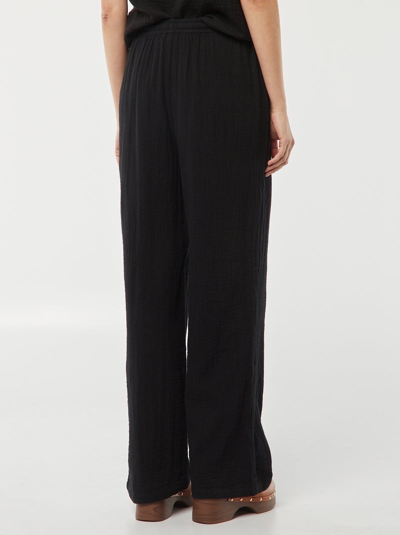 Pantaloni larghi in garza di cotone nero - Kiabi