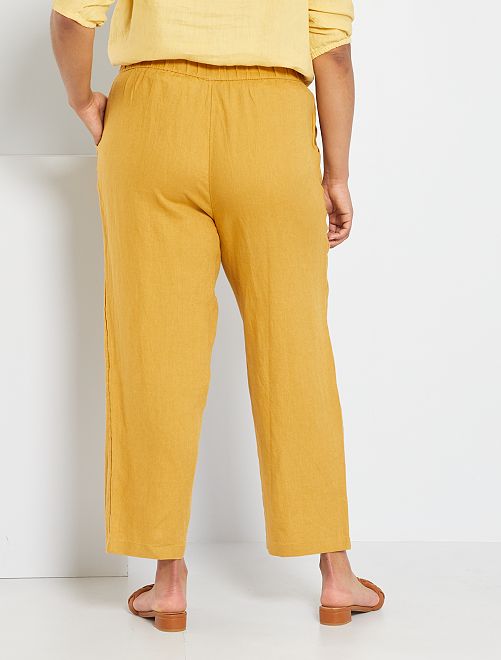 Pantaloni larghi in lino - BEIGE - Kiabi - 22.00€