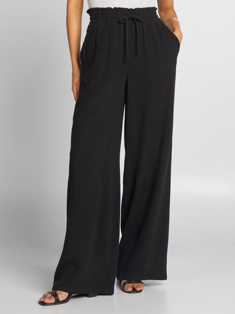Pantaloni larghi in lino nero - Kiabi