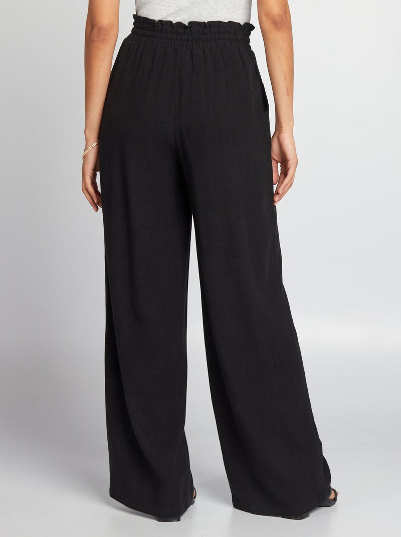 Pantaloni larghi in lino nero - Kiabi