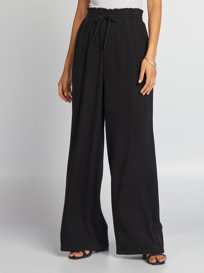 Pantaloni larghi in lino nero - Kiabi
