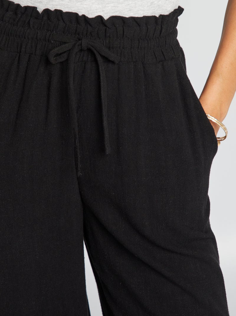 Pantaloni larghi in lino nero - Kiabi