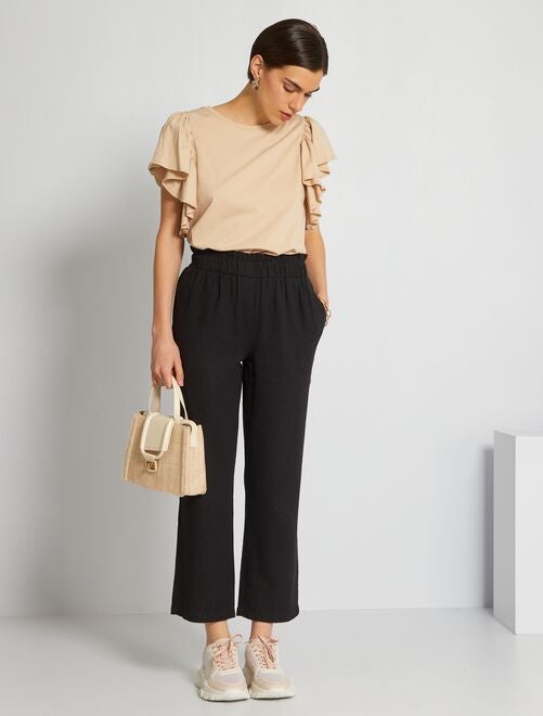Pantaloni larghi in lino - nero - Kiabi - 18.00€