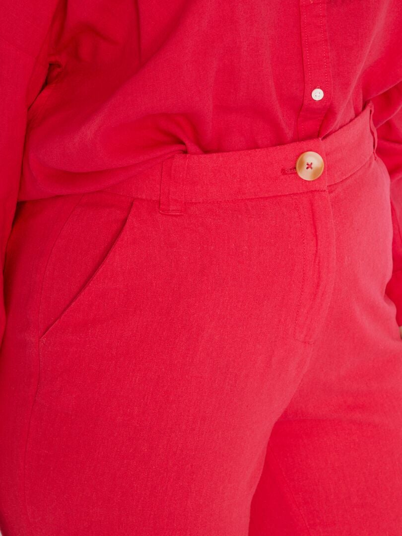 Pantaloni larghi in lino Rosa - Kiabi