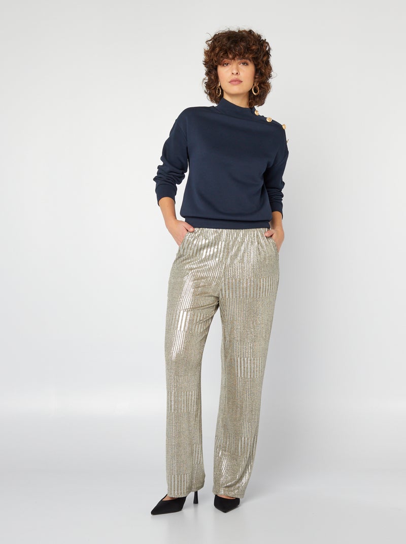 Pantaloni larghi in lurex argentato 'JDY' BEIGE - Kiabi