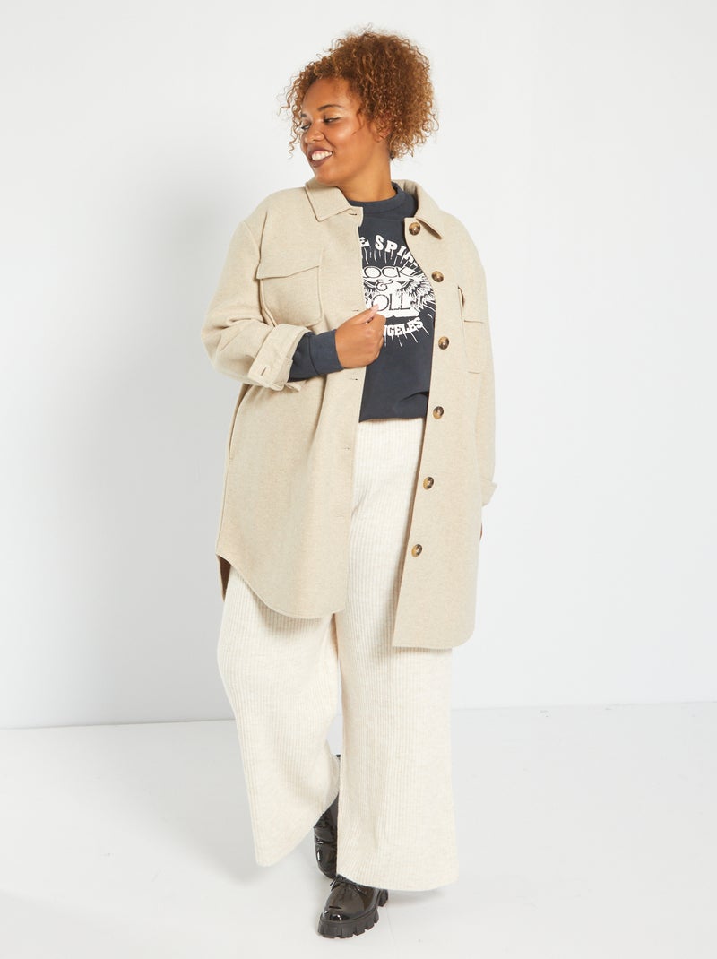 Pantaloni larghi in maglia a coste BEIGE - Kiabi