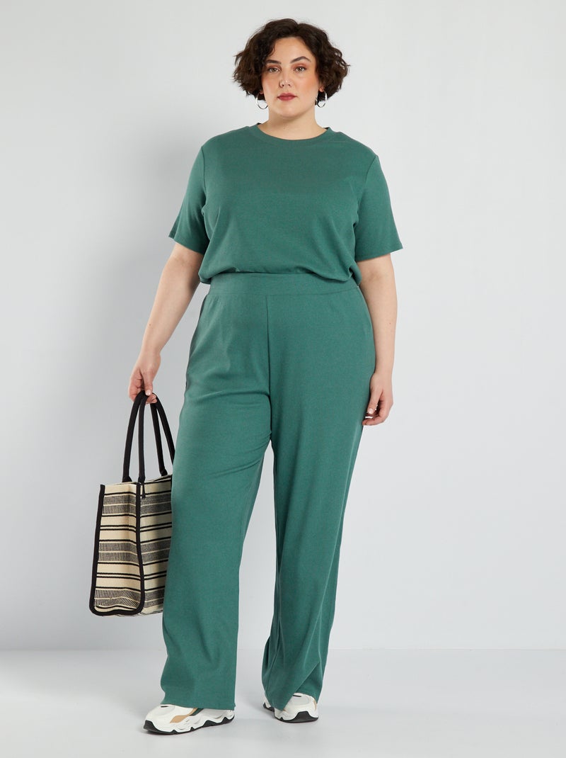 Pantaloni larghi in maglia a coste VERDE - Kiabi