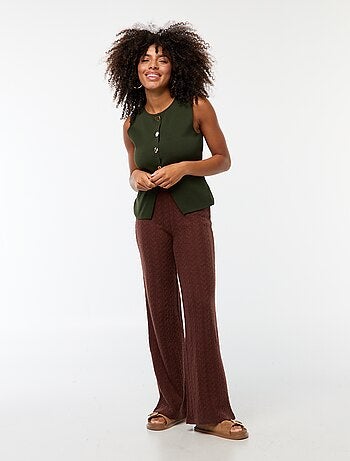 Pantaloni larghi in maglia all'uncinetto