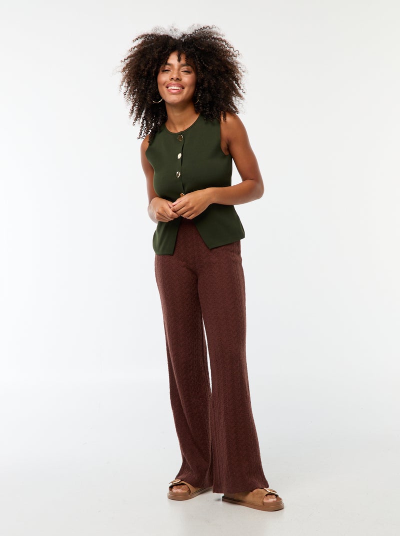 Pantaloni larghi in maglia all'uncinetto Marrone - Kiabi
