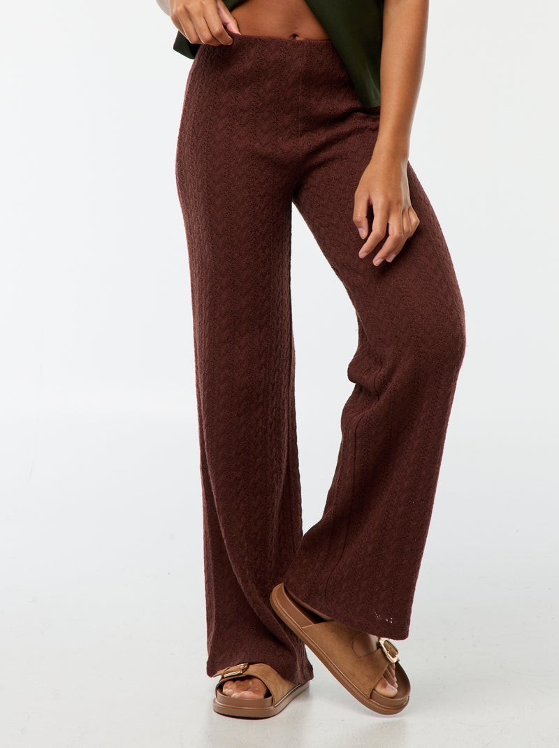 Pantaloni larghi in maglia all'uncinetto Marrone - Kiabi